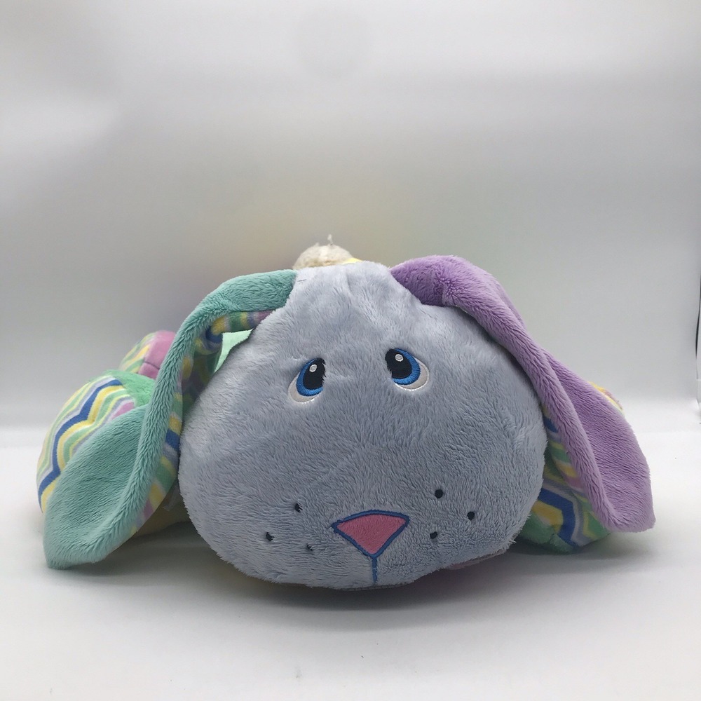 Stuffies Pastel Color Block And Zig Zag Design 19" Bunny Plush With 7 Pockets